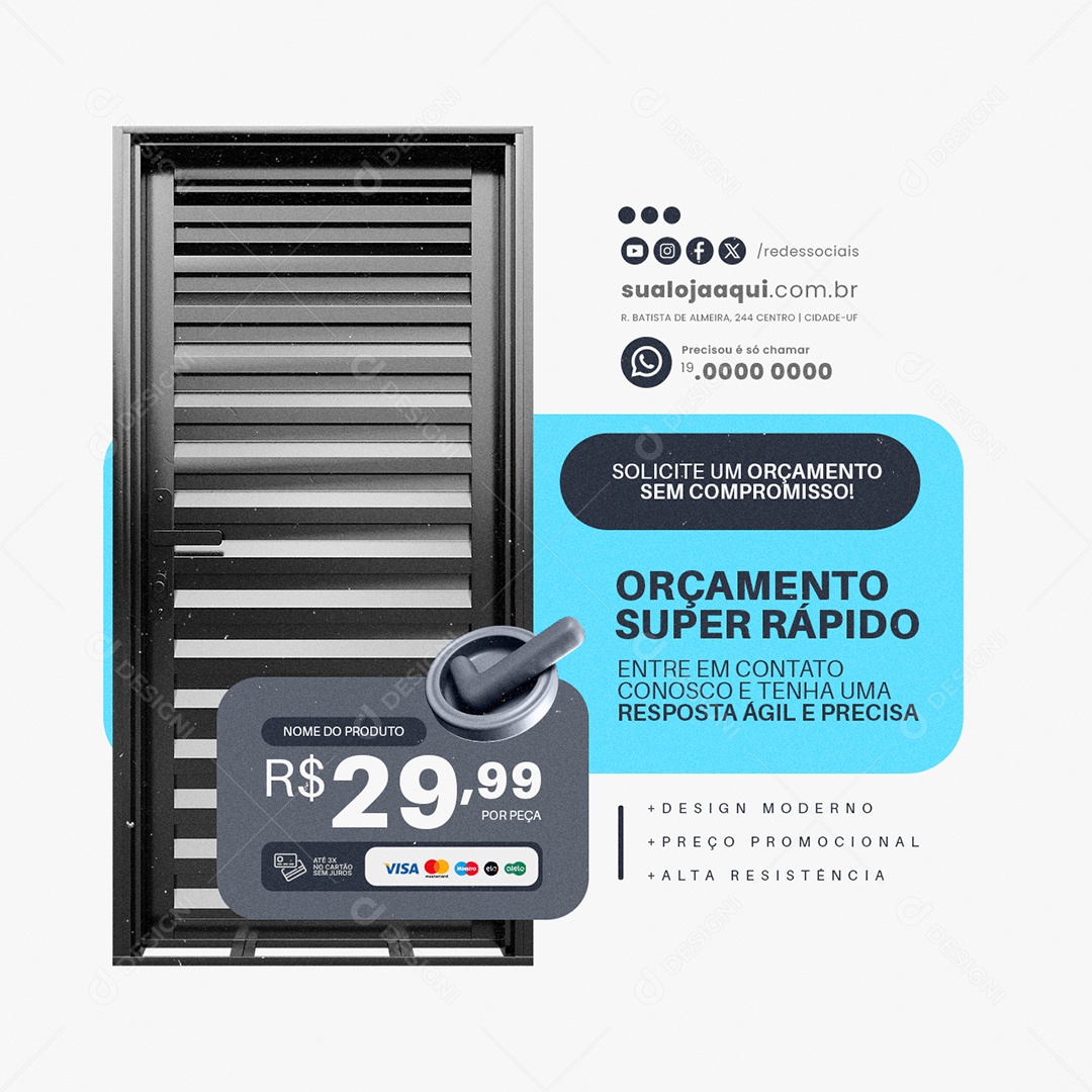 Gesso Orçamento Super Rápido Social Media PSD Editável