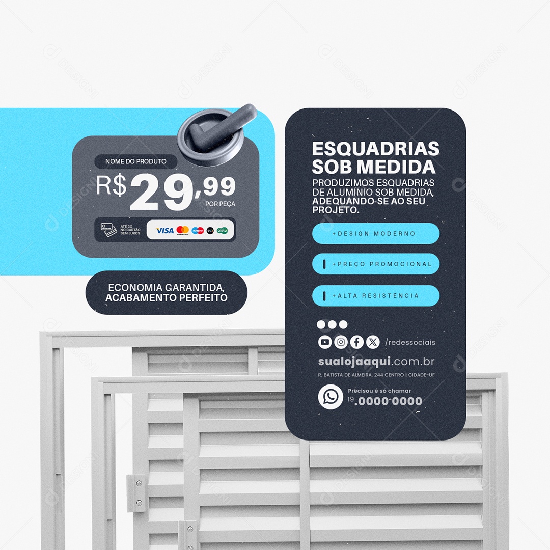 Gesso Esquadrias Sob Medida Social Media PSD Editável