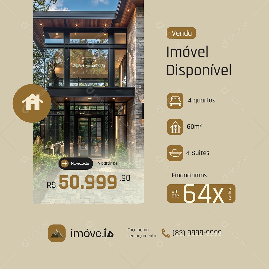 Social Media Imóveis Venda Imóvel Disponível PSD Editável