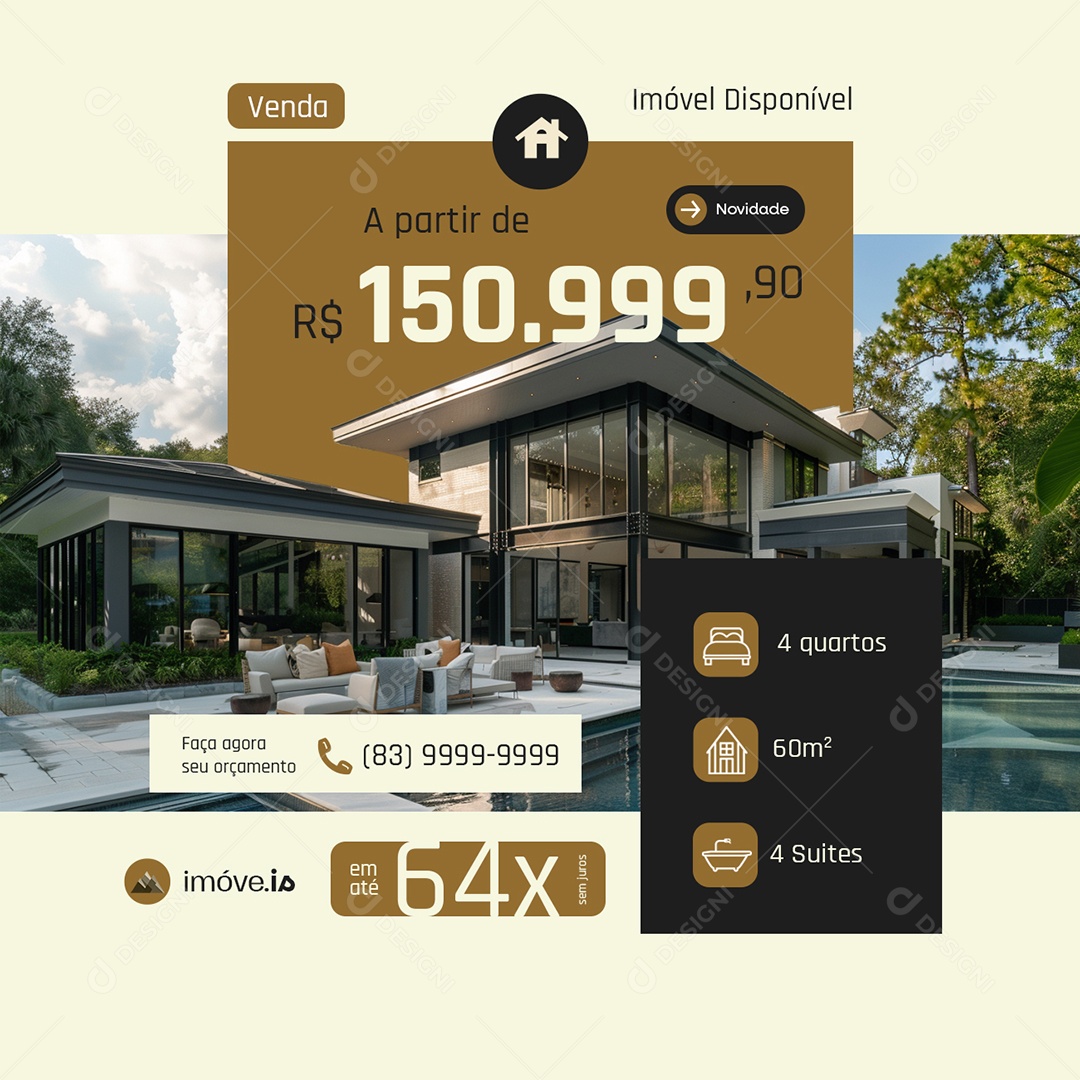 Imóveis Venda Imóvel Disponível Social Media PSD Editável