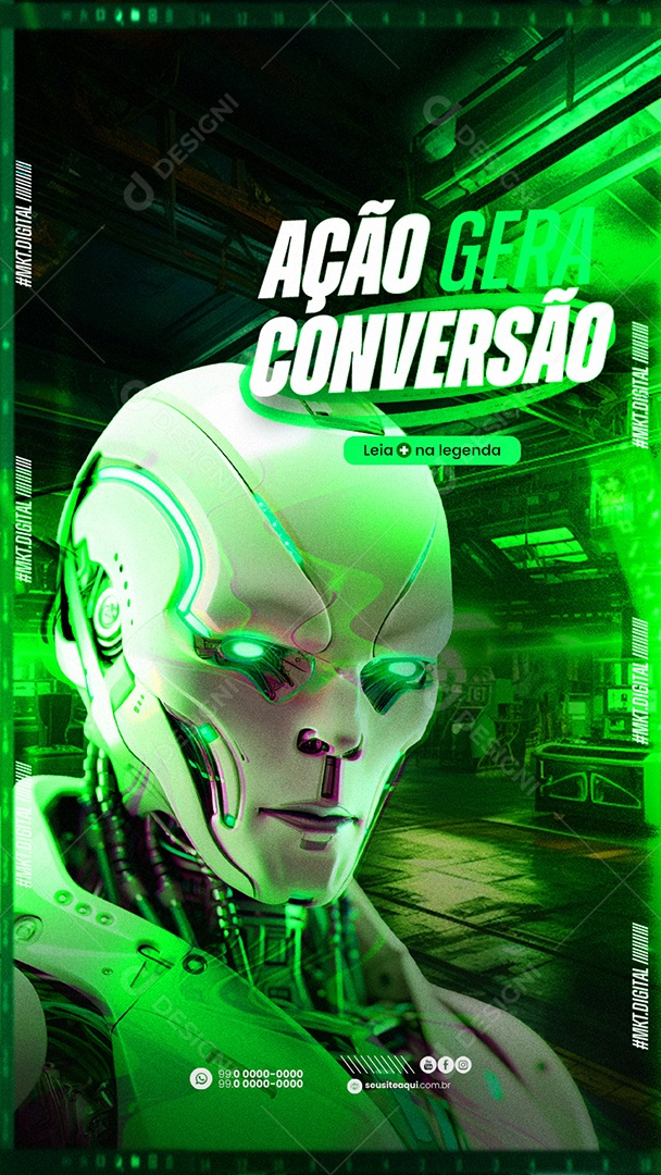 Story Marketing Digital Ação Gera Conversão Social Media PSD Editável