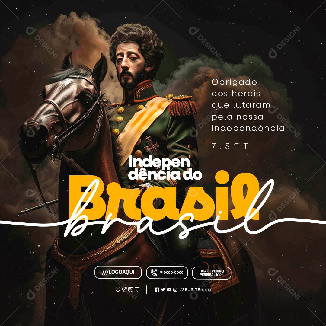 Dia da Independência do Brasil 7 de Setembro Obrigado Social Media PSD Editável