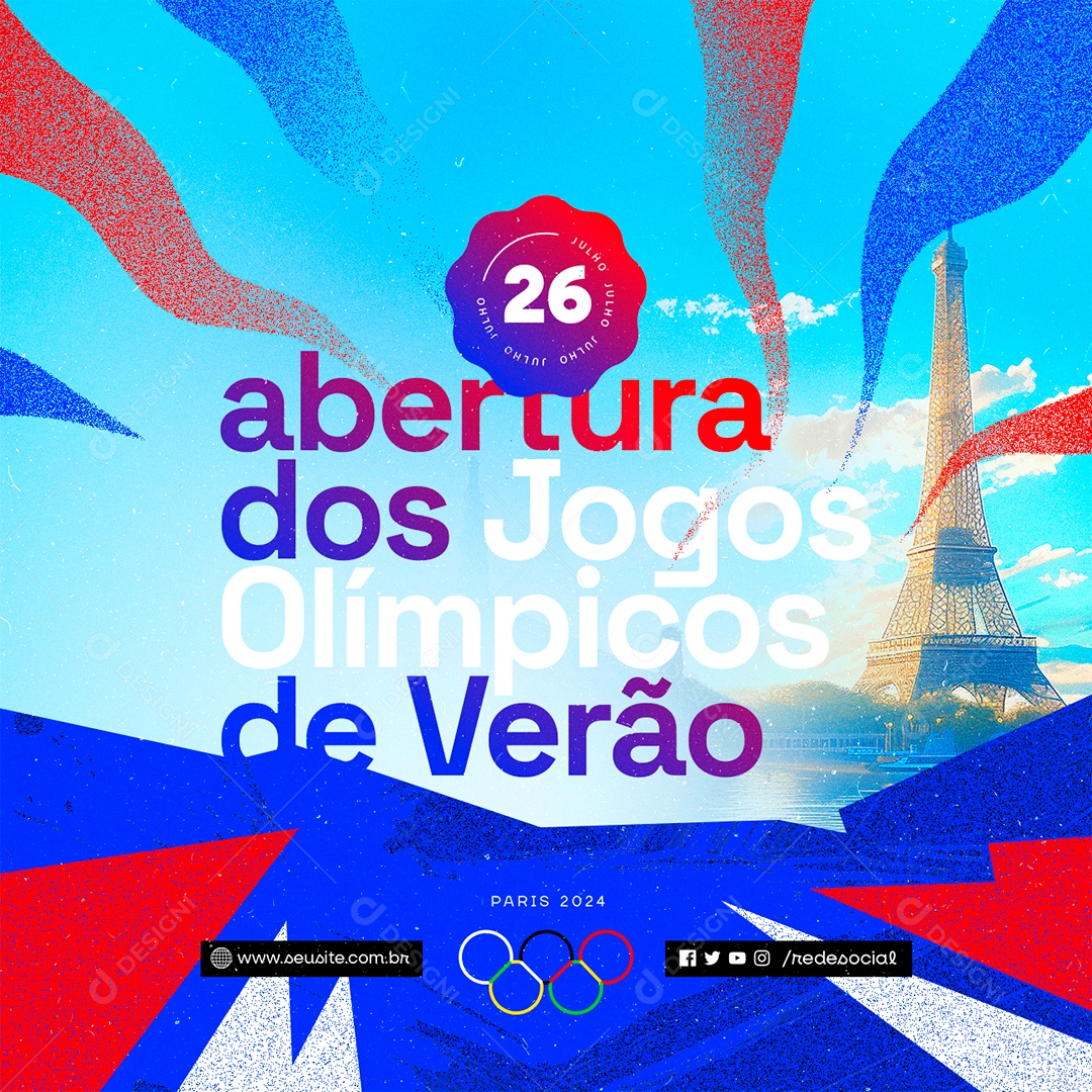 Abertura dos Jogos Olímpicos de Verão 26 de Julho Social Media PSD Editável