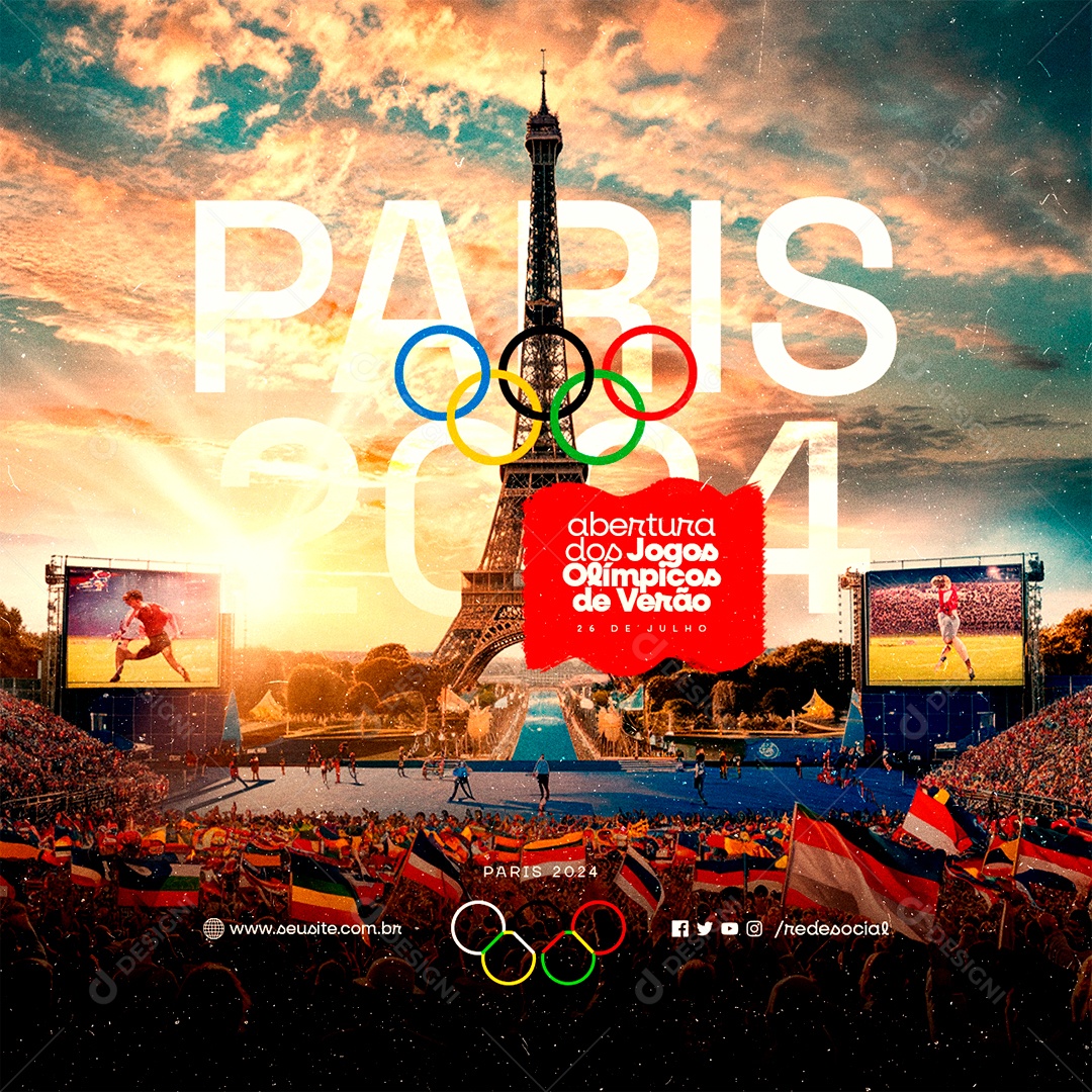 Abertura dos Jogos Olímpicos de Verão 26 de Julho 2024 Social Media PSD Editável