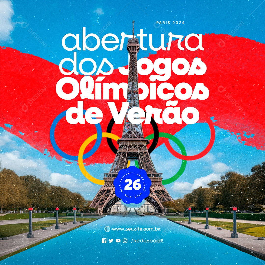 Abertura dos Jogos Olímpicos de Verão 26 de Julho Social Media PSD Editável