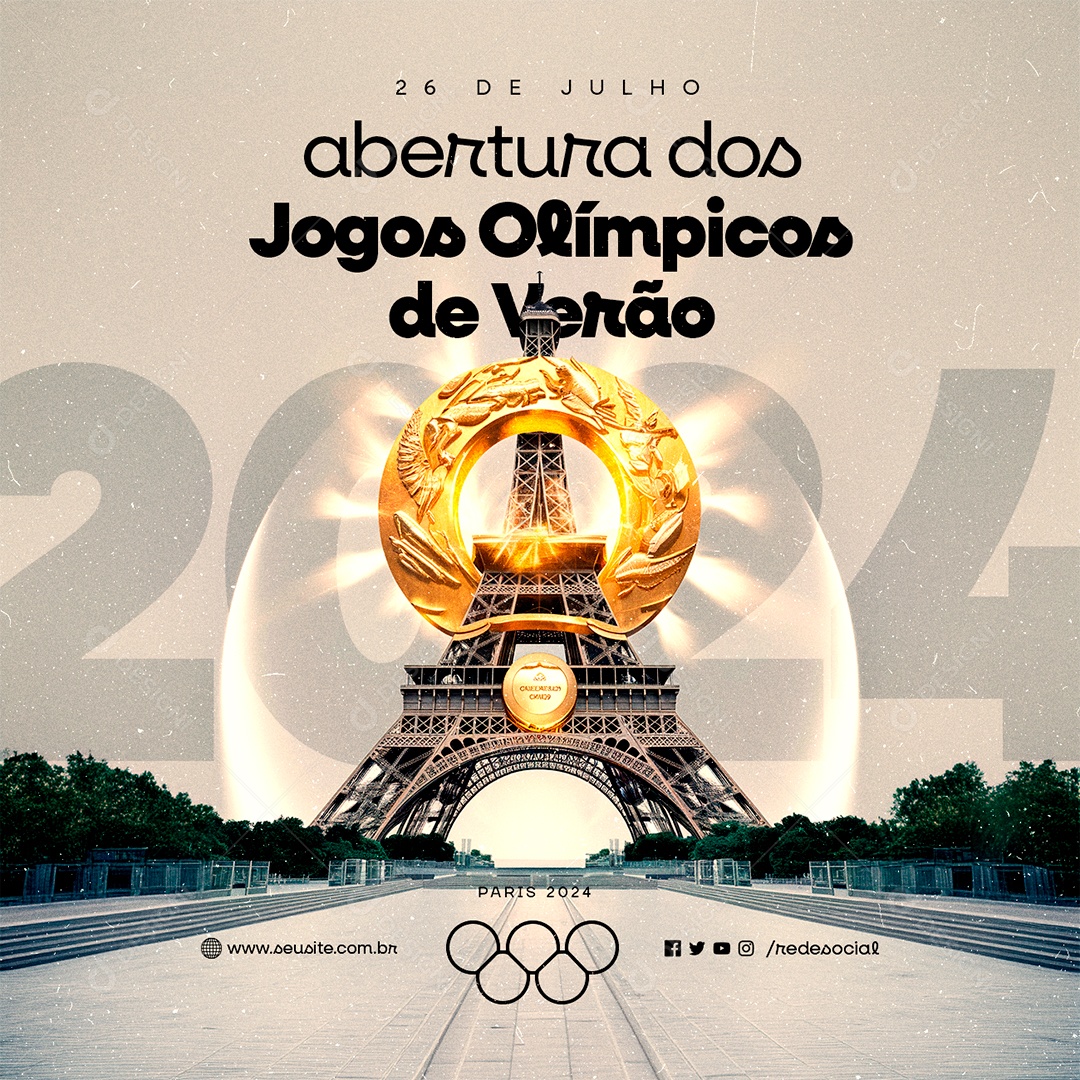 Abertura dos Jogos Olímpicos de Verão 26 de Julho 2024 Social Media PSD Editável