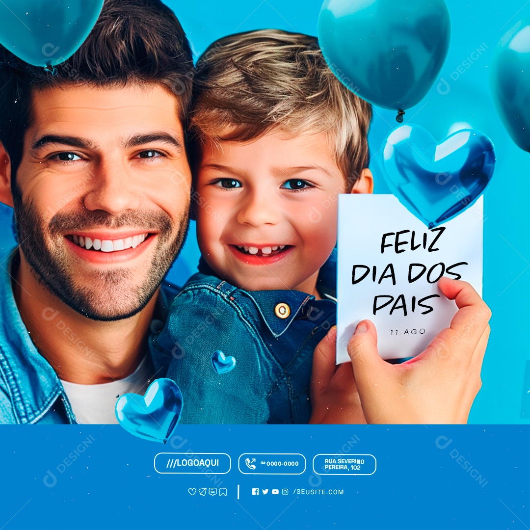 Feliz Dia Dos Pais 11 de Agosto Social Media PSD Editável