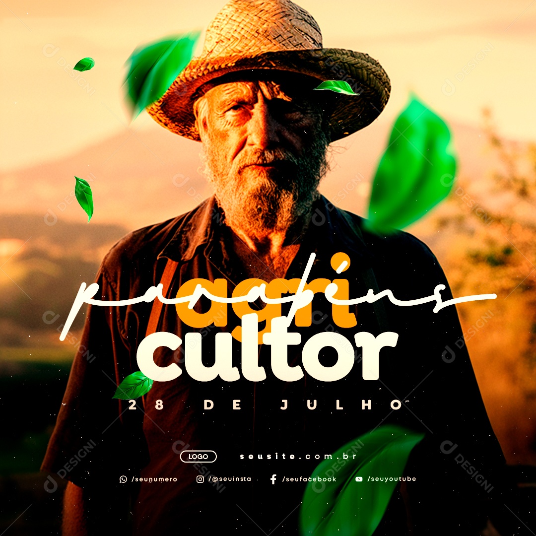 Social Media Dia do Agricultor 28 de Julho Parabéns PSD Editável