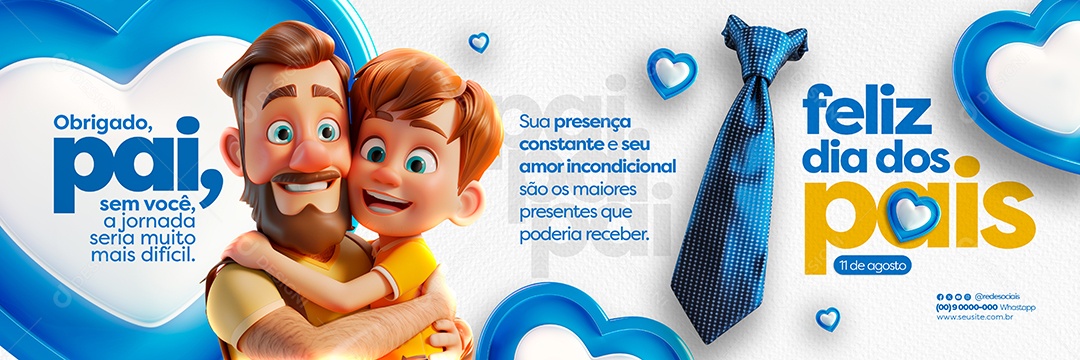 Carrossel Dia Dos Pais 11 de Agosto sem Você a Jornada seria muito mais Difícil Social Media PSD Editável