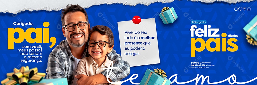 Carrossel Dia Dos Pais 11 de Agosto Obrigado Pai Social Media PSD Editável