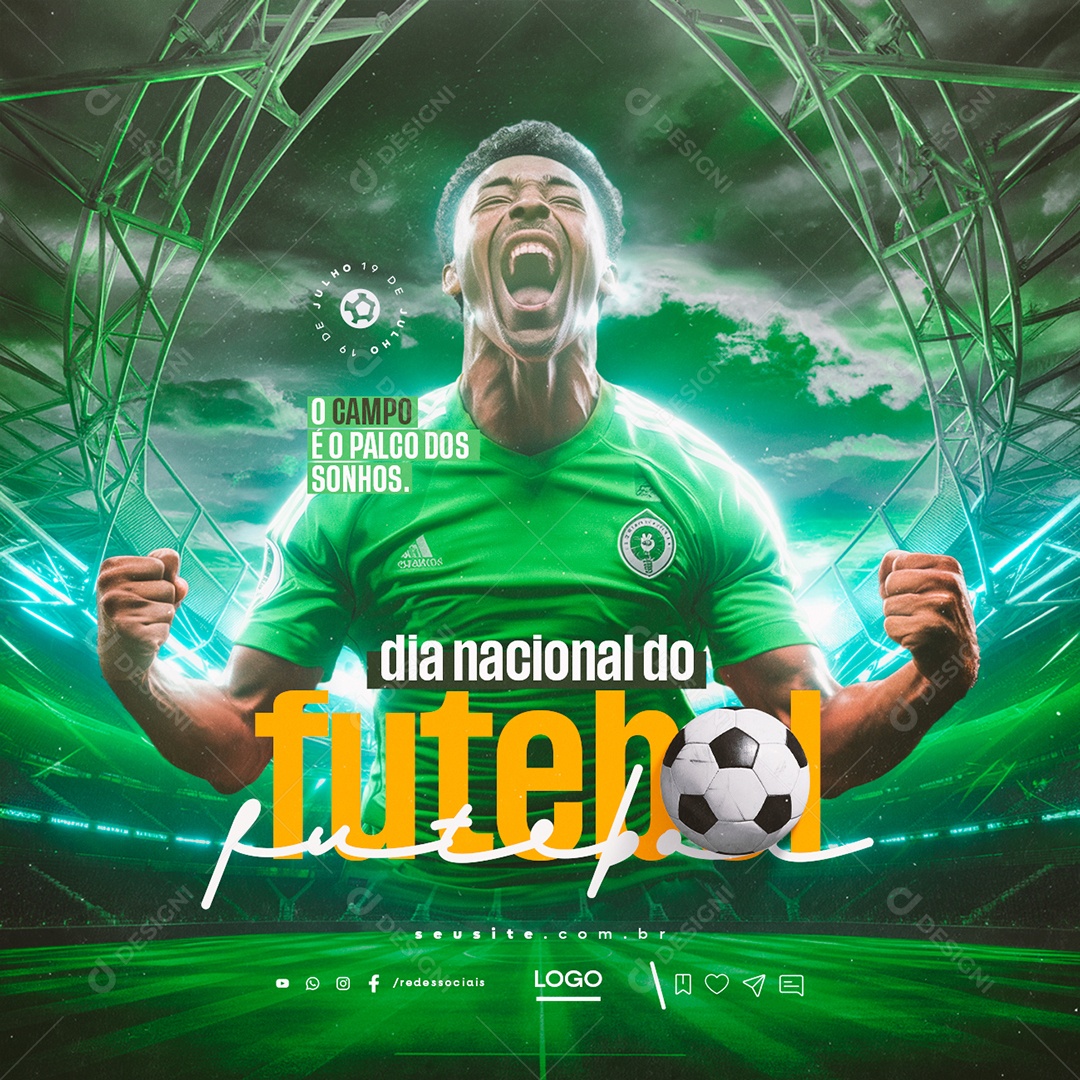 Dia Nacional do Futebol 19 de Julho Social Media PSD Editável