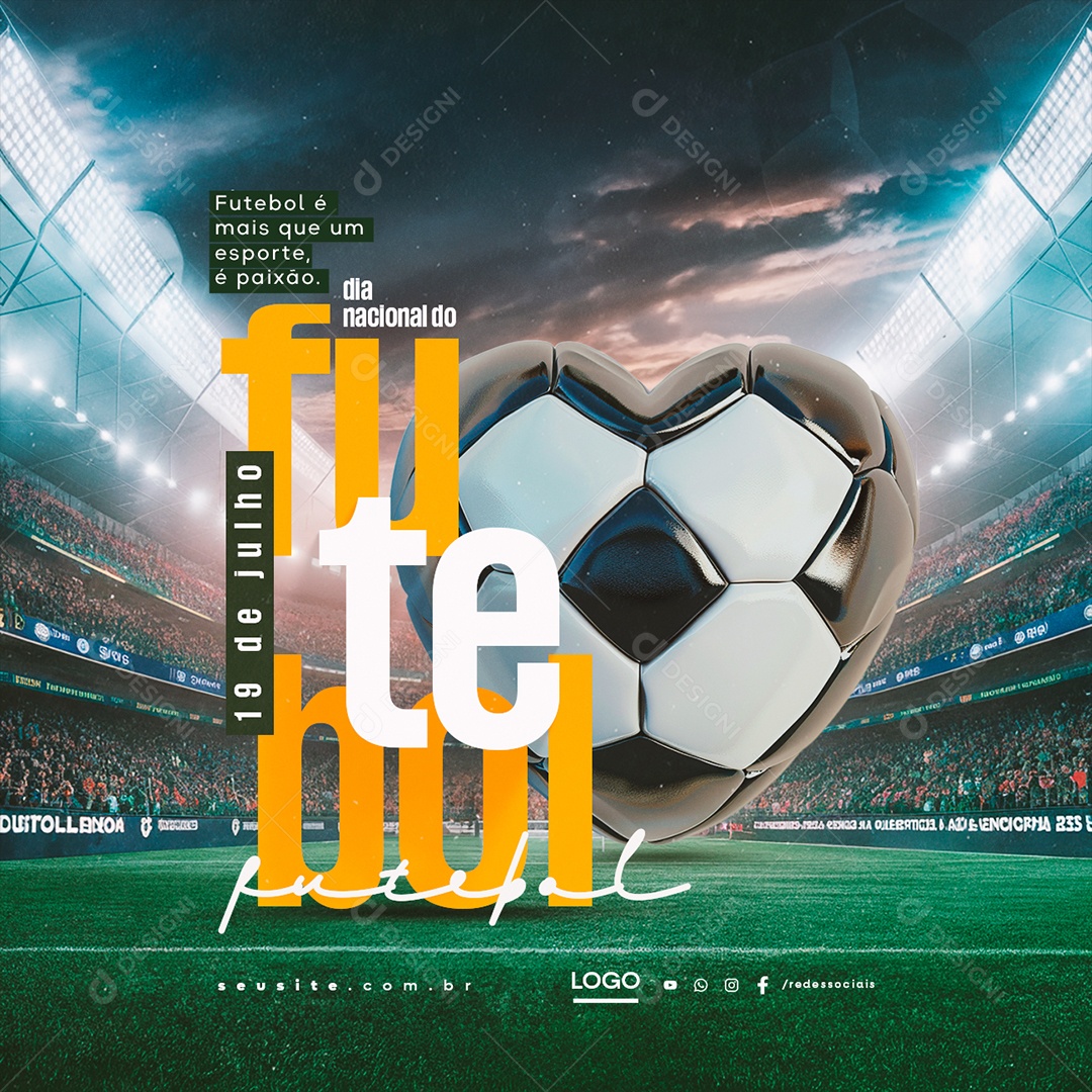 Dia Nacional do Futebol 19 de Julho Social Media PSD Editável