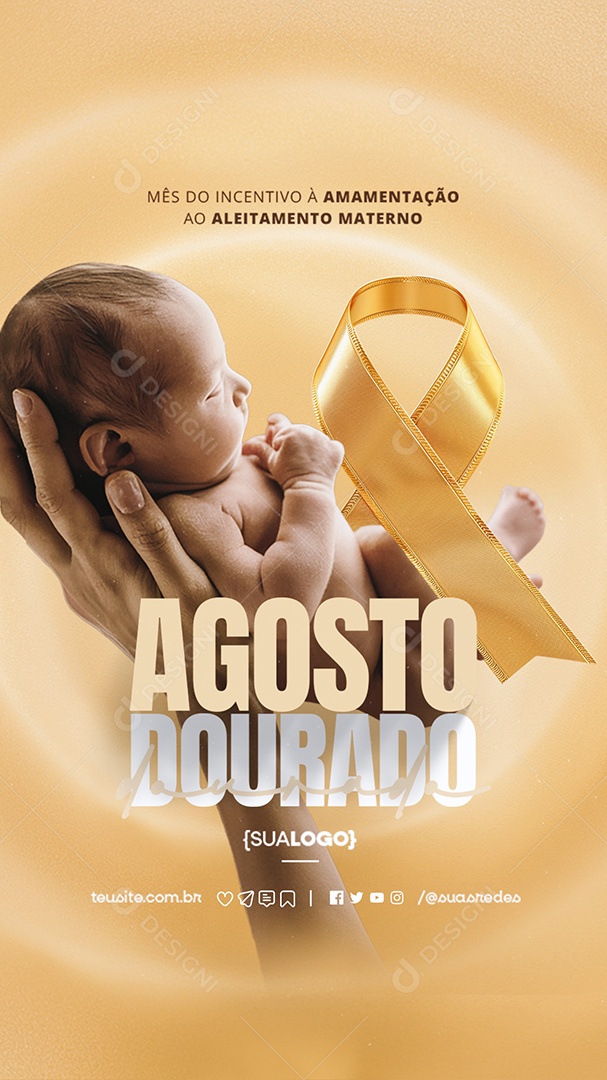 Story Agosto Dourado Mês do Incentivo à Amamentação Social Media PSD Editável