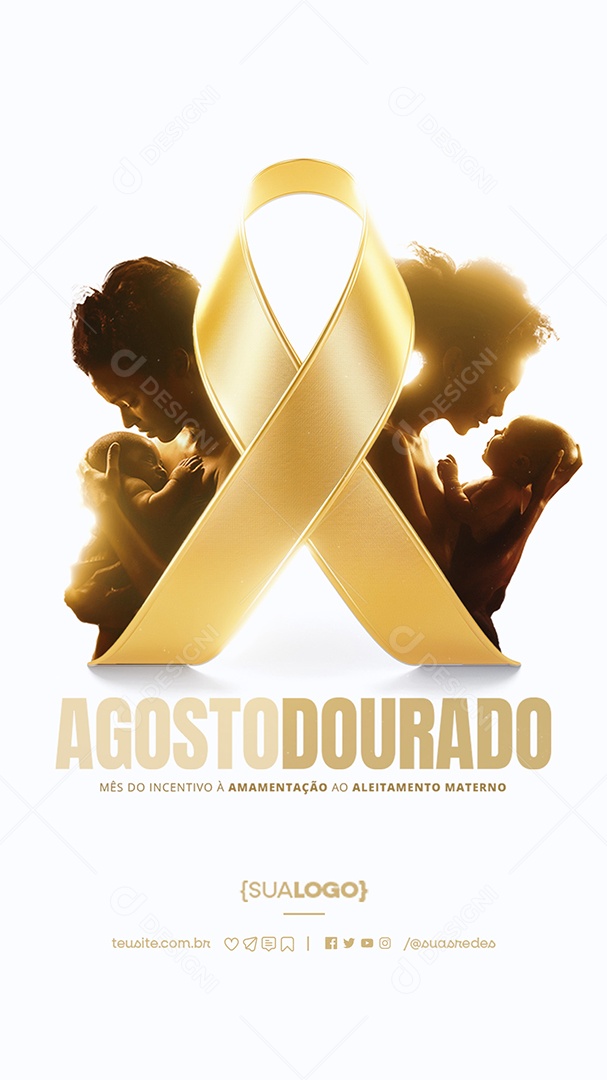 Story Social Media Agosto Dourado Mês do Incentivo à Amamentação PSD Editável