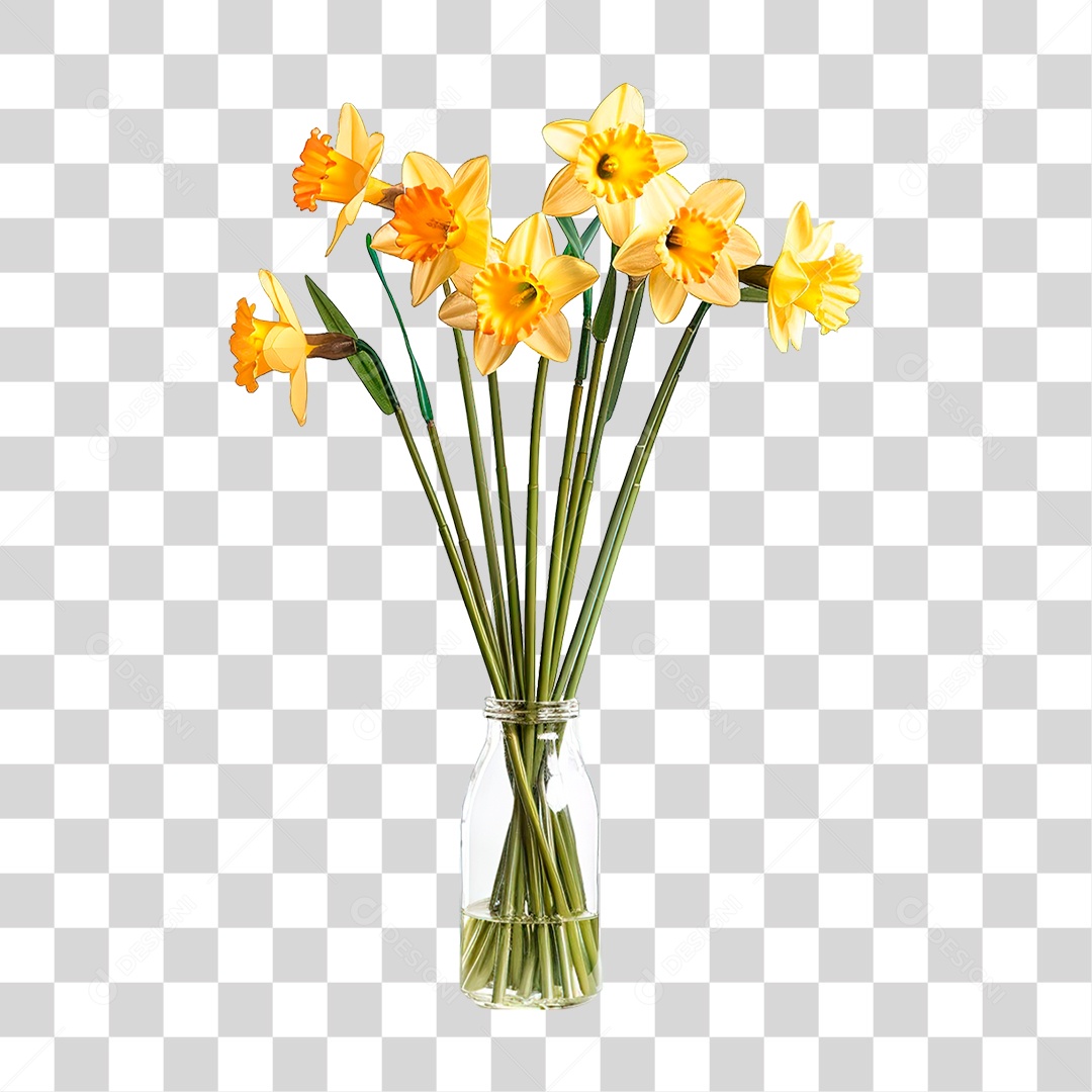 Elemento 3D Buquê De Flores Amarelas PNG Transparente