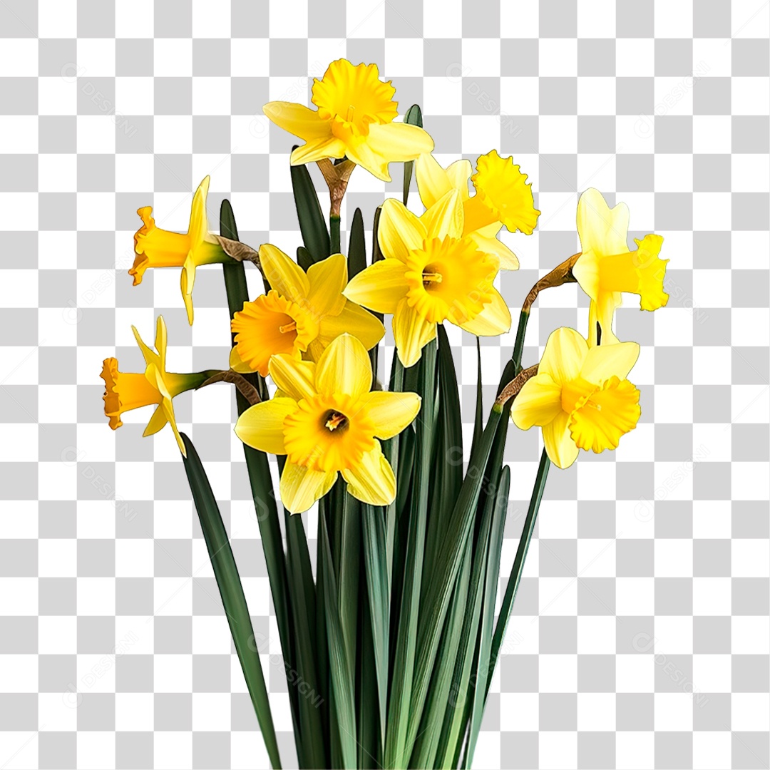 Elemento 3D Buquê De Flores Amarelas PNG Transparente