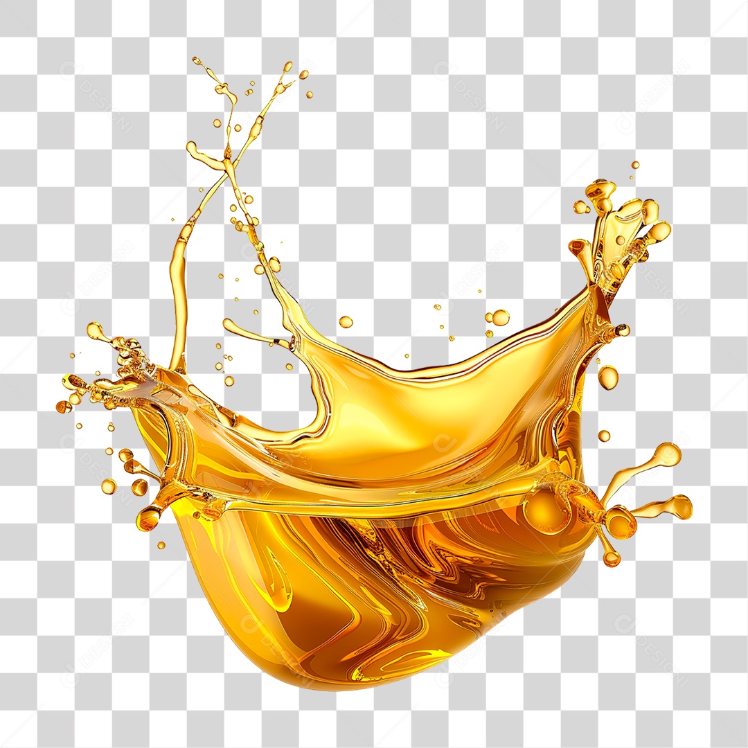 Elemento 3D Splash de Óleo PNG Transparente