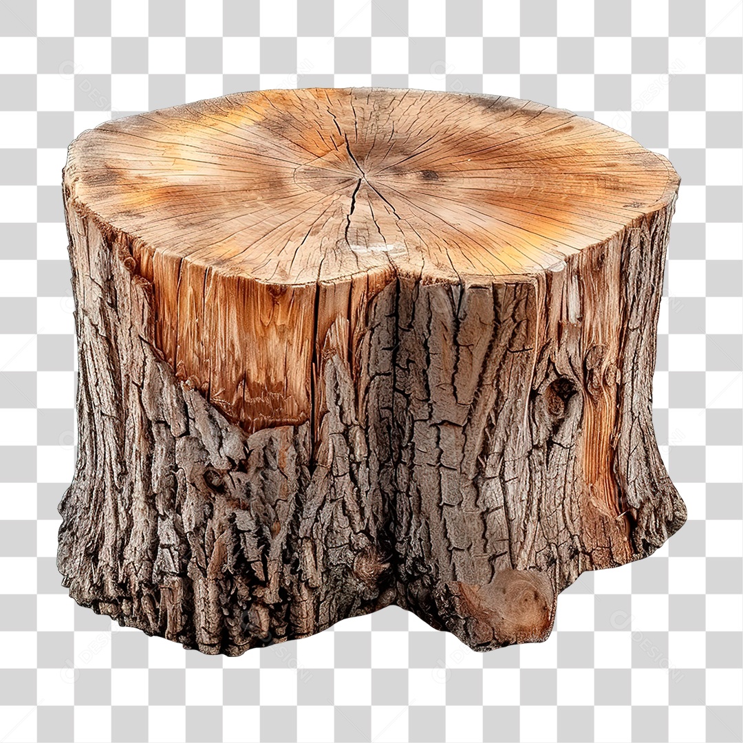 Elemento 3D Toco de Madeira PNG Transparente