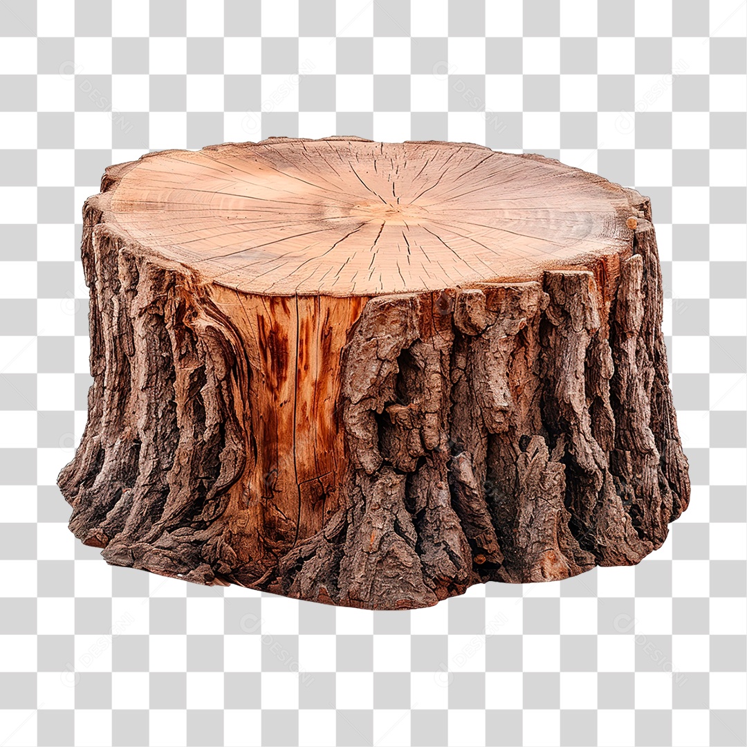Elemento 3D Toco de Madeira PNG Transparente