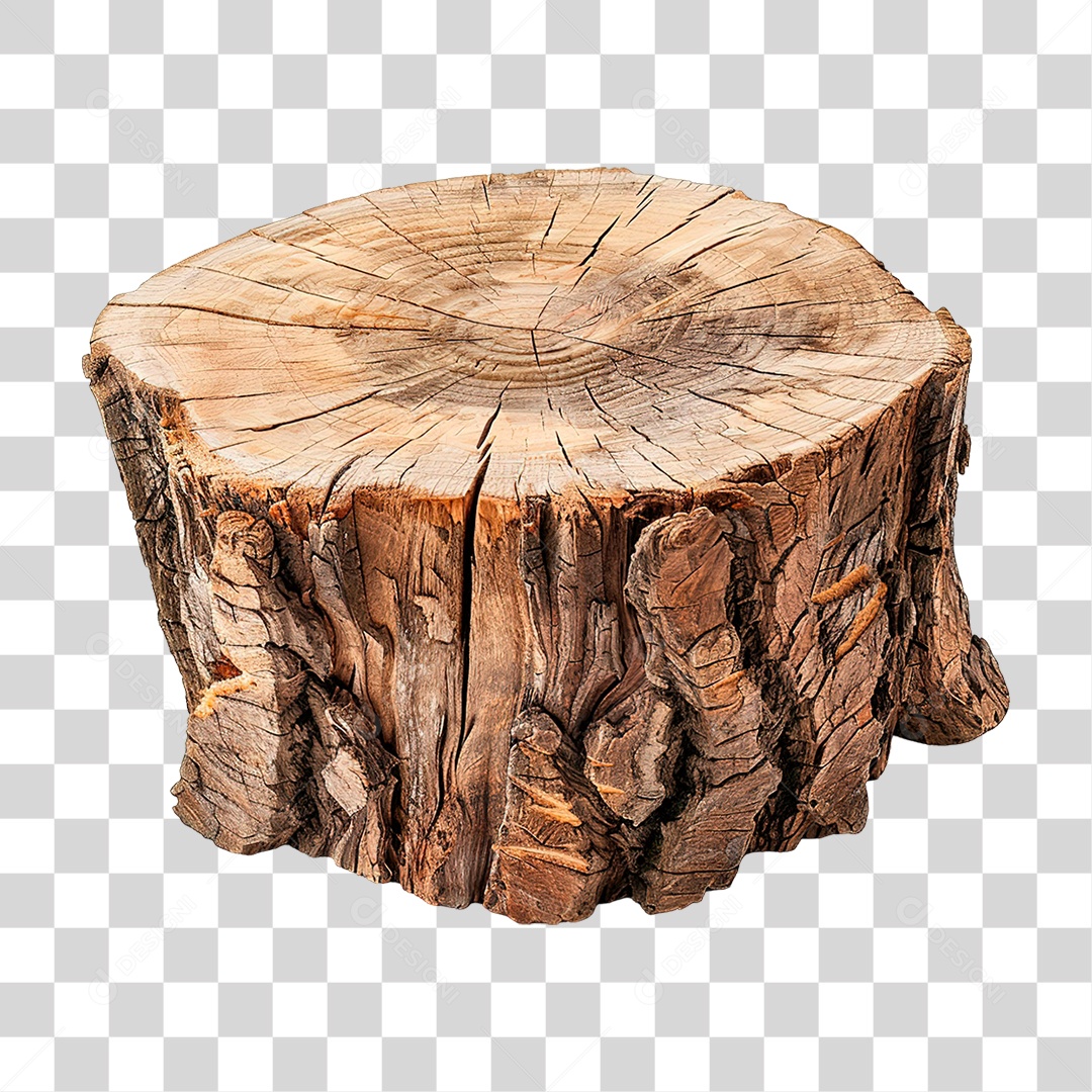 Elemento 3D Toco de Madeira PNG Transparente