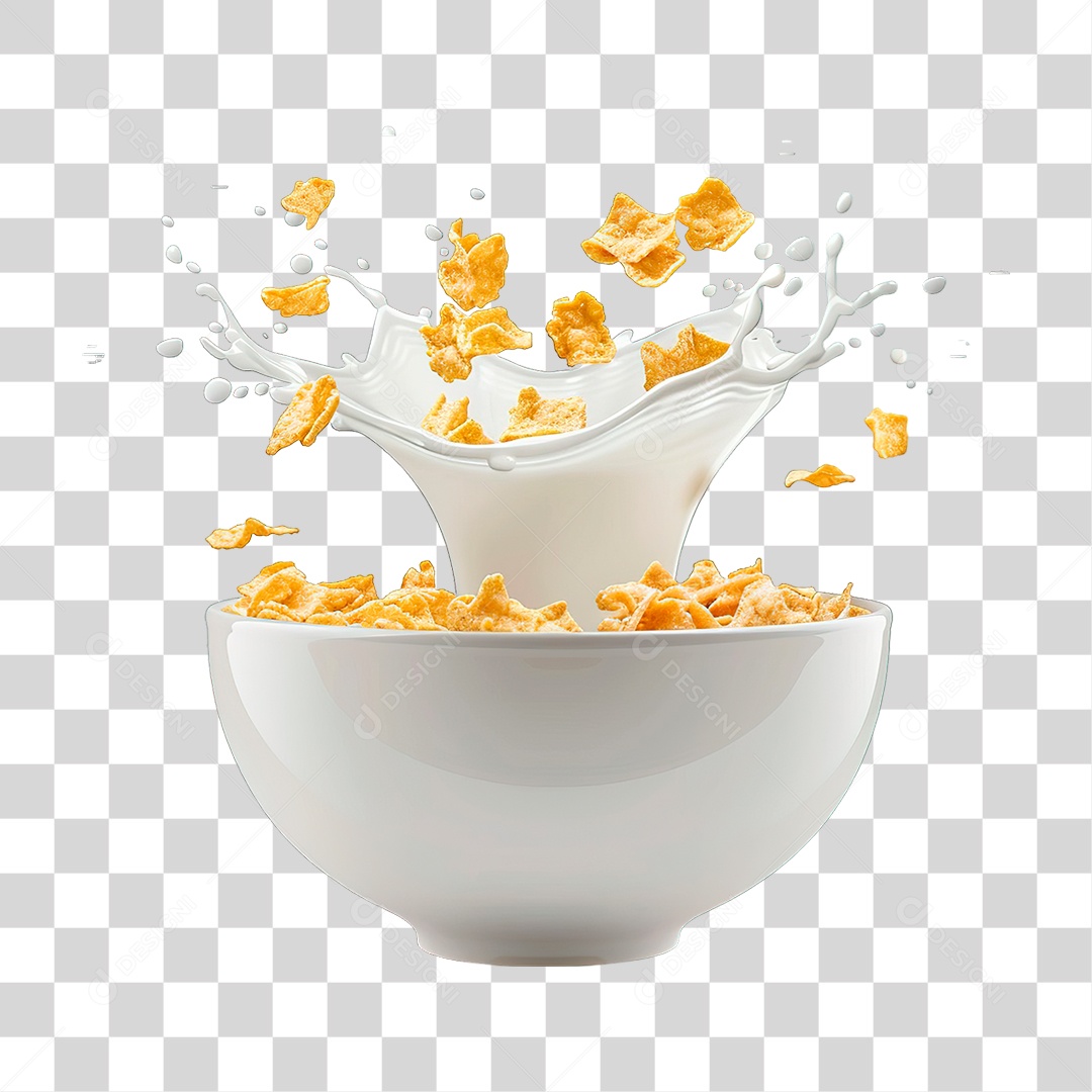 Elemento 3D Sucrilhos com Leite PNG Transparente
