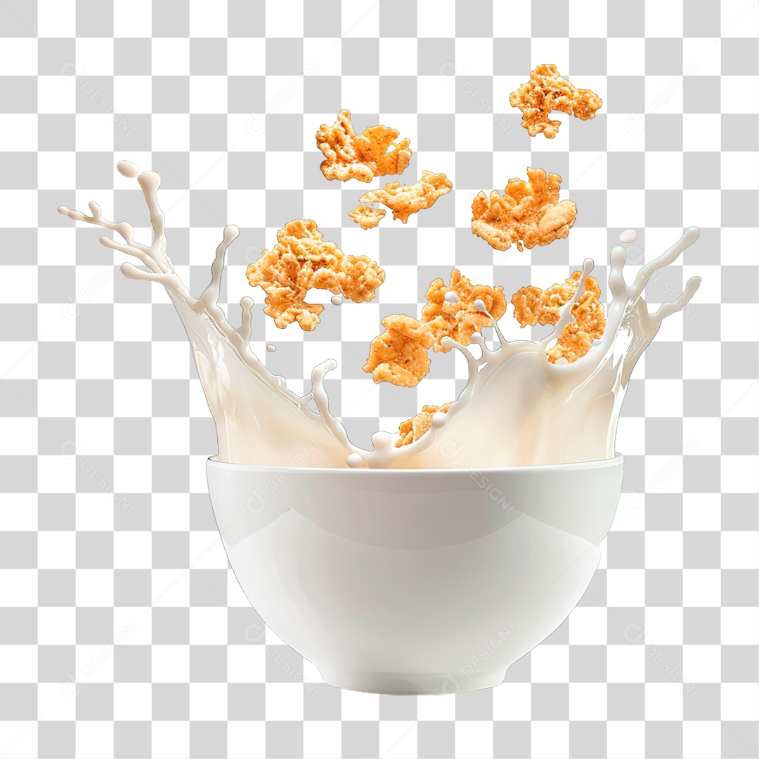Elemento 3D Sucrilhos com Leite PNG Transparente