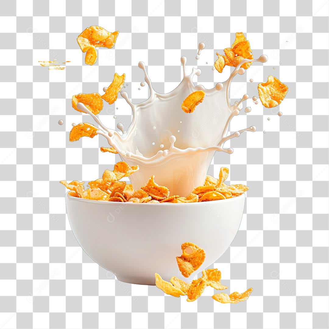 Elemento 3D Sucrilhos com Leite PNG Transparente