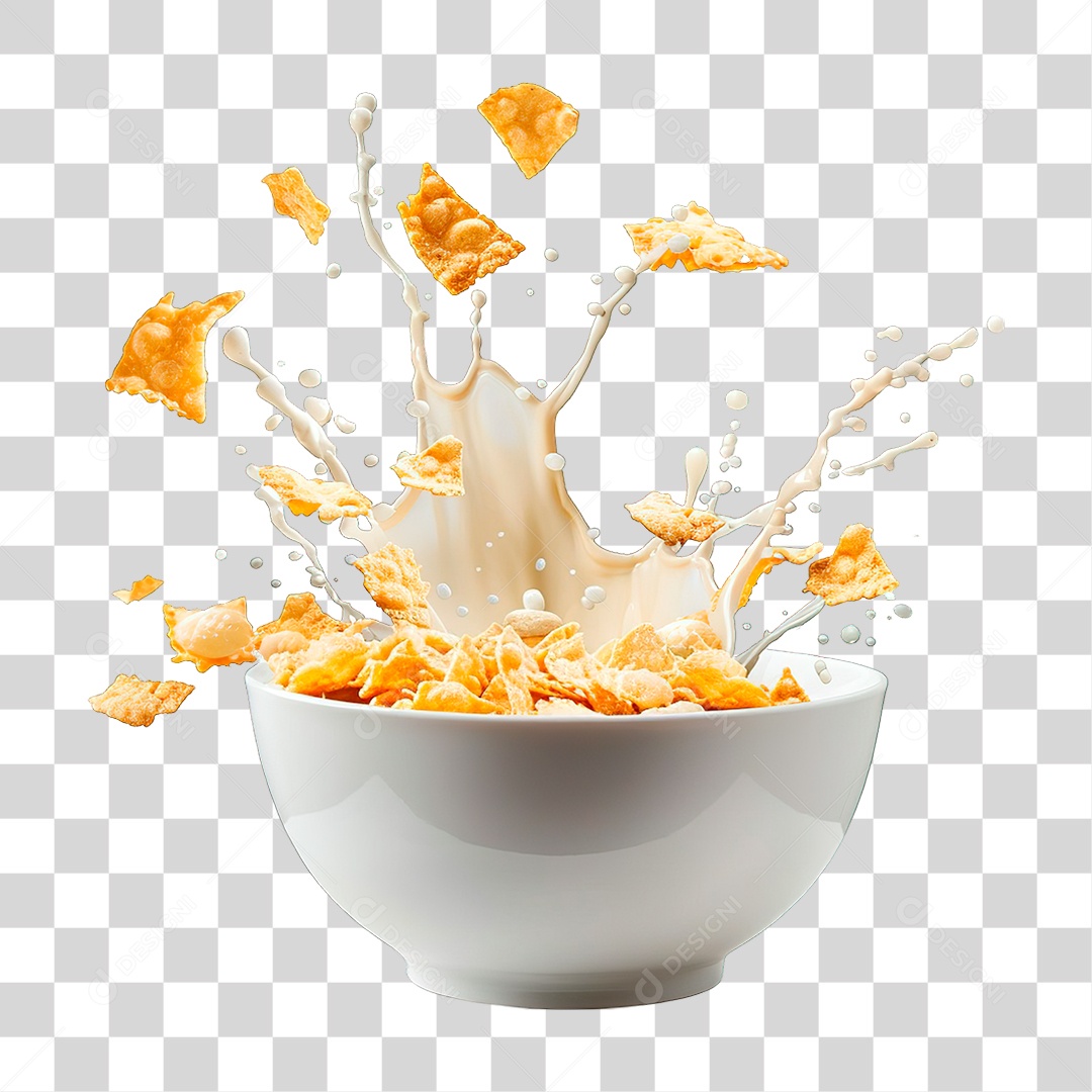 Elemento 3D Sucrilhos com Leite PNG Transparente