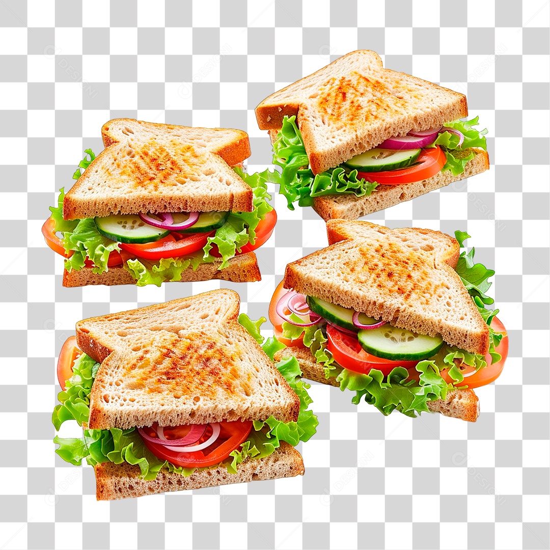 Elemento 3D Sanduiches PNG Transparente