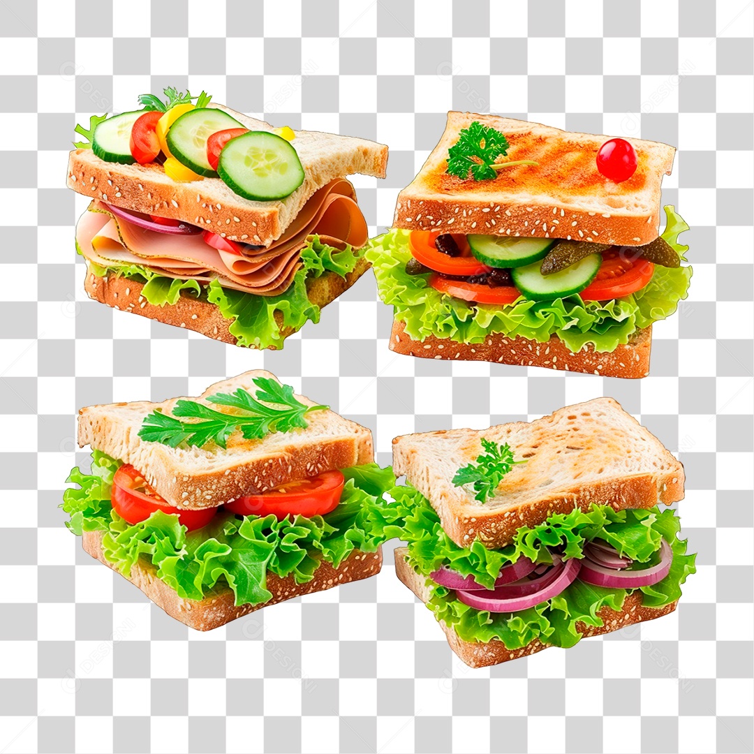 Elemento 3D Sanduiches PNG Transparente
