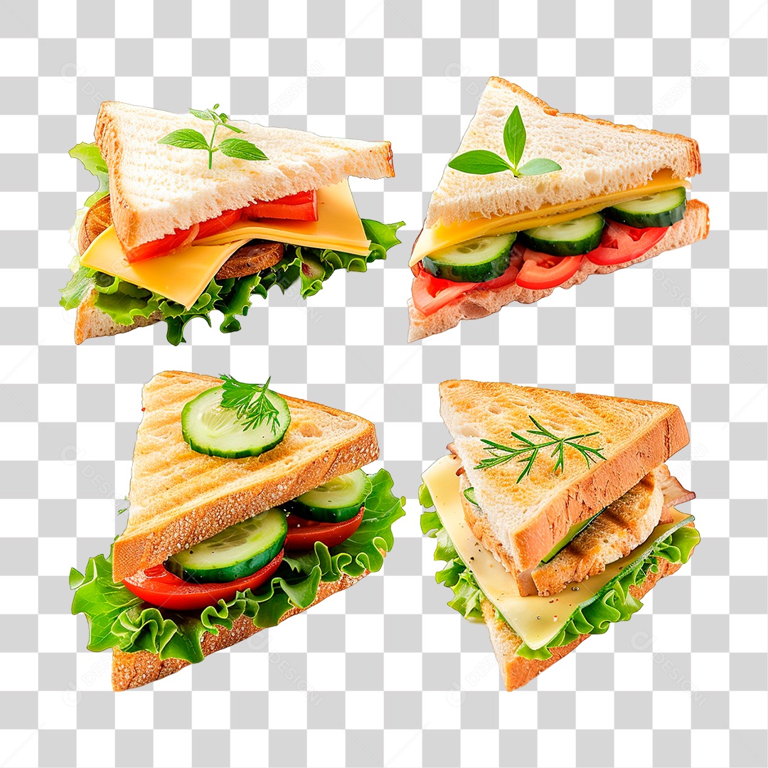 Elemento 3D Sanduiches PNG Transparente