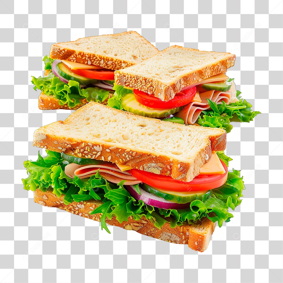 Elemento 3D Sanduiches PNG Transparente