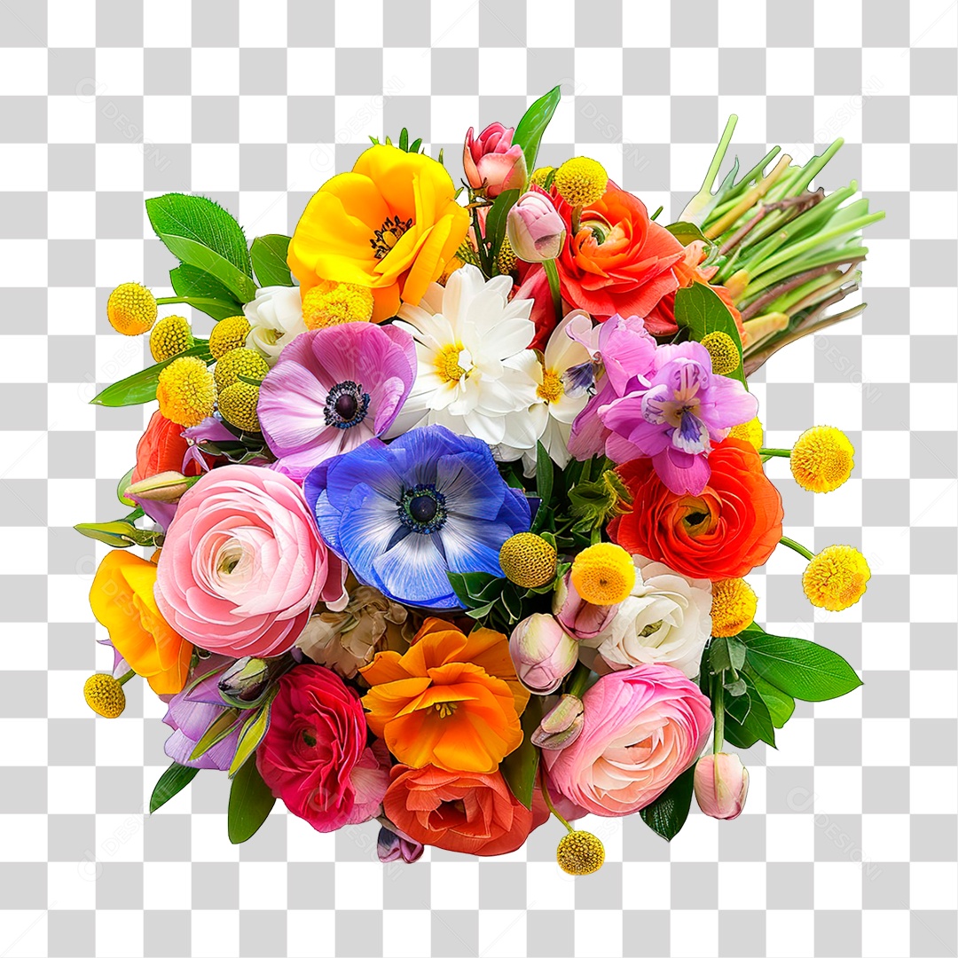 Elemento 3D Flores PNG Transparente