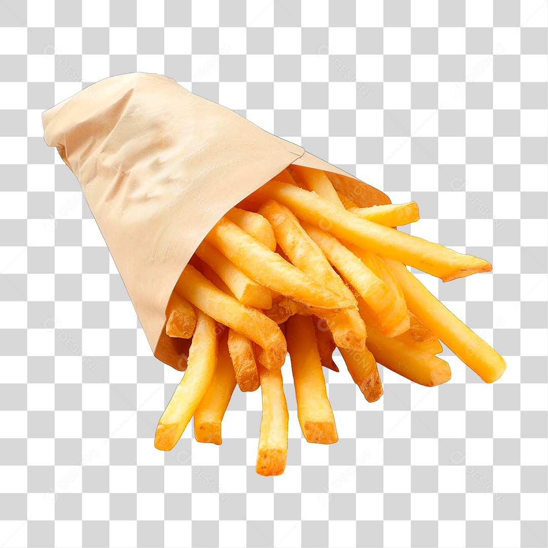 Elemento 3D Batata Frita PNG Transparente