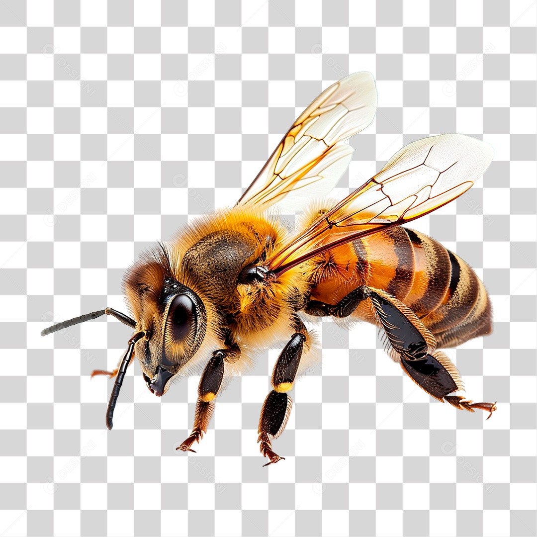 Elemento 3D Abelha PNG Transparente