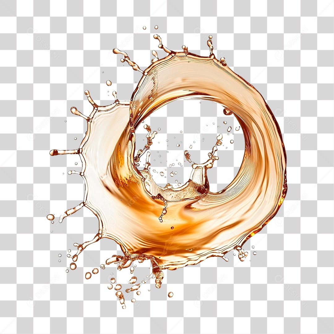 Elemento 3D Splash de Café PNG Transparente