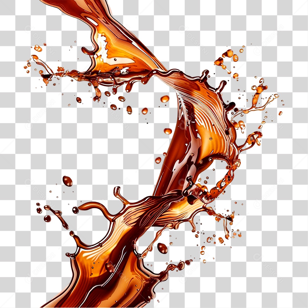 Elemento 3D Splash de Café PNG Transparente