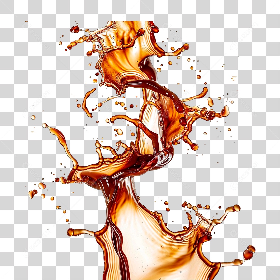 Elemento 3D Splash de Café PNG Transparente