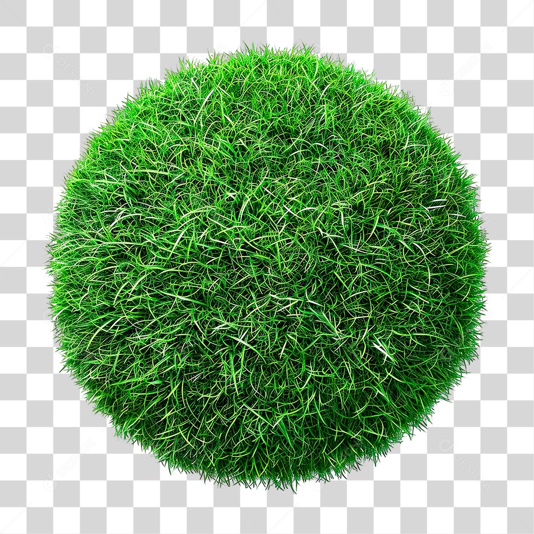 Elemento 3D Esfera de Grama PNG Transparente