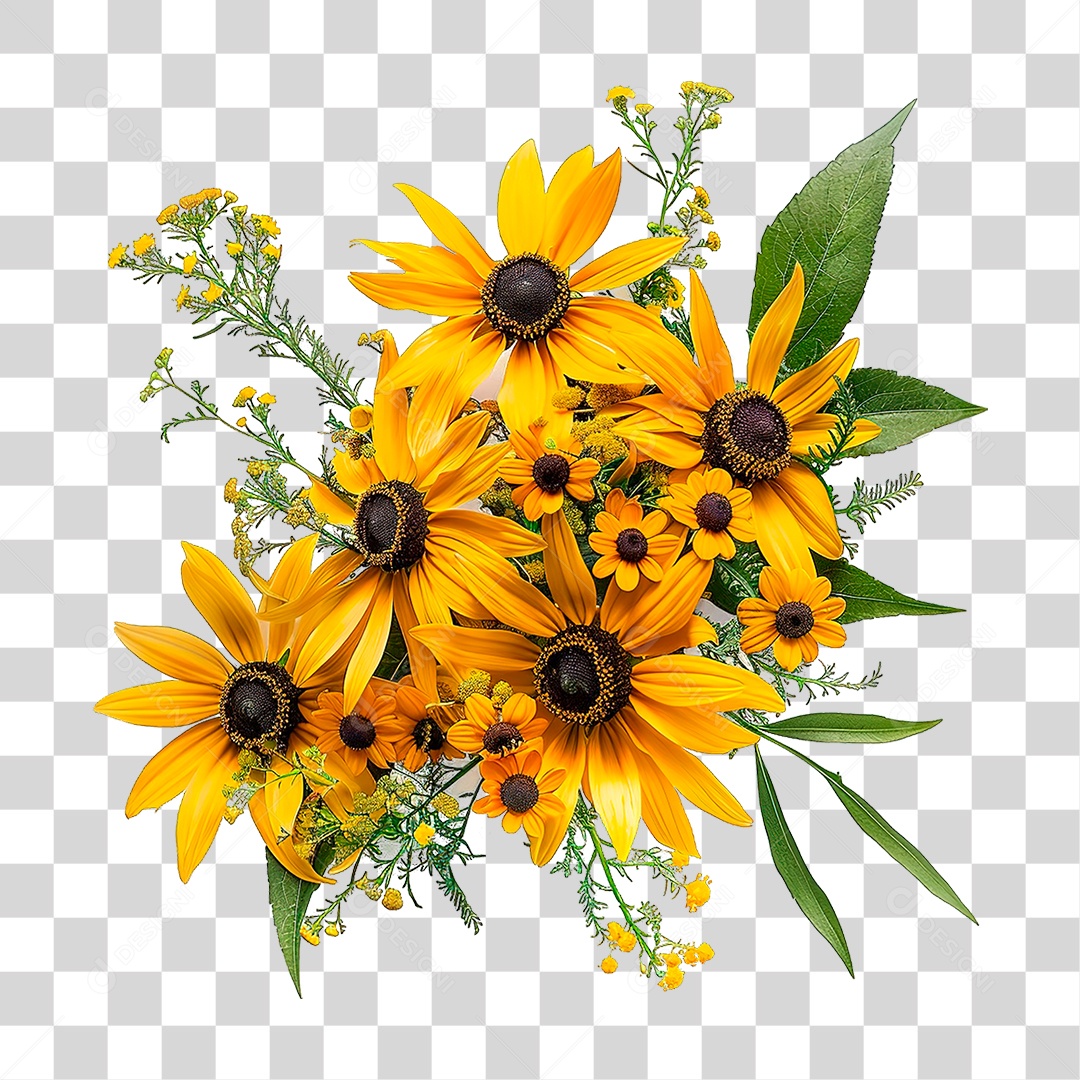 Elemento 3D Flores PNG Transparente