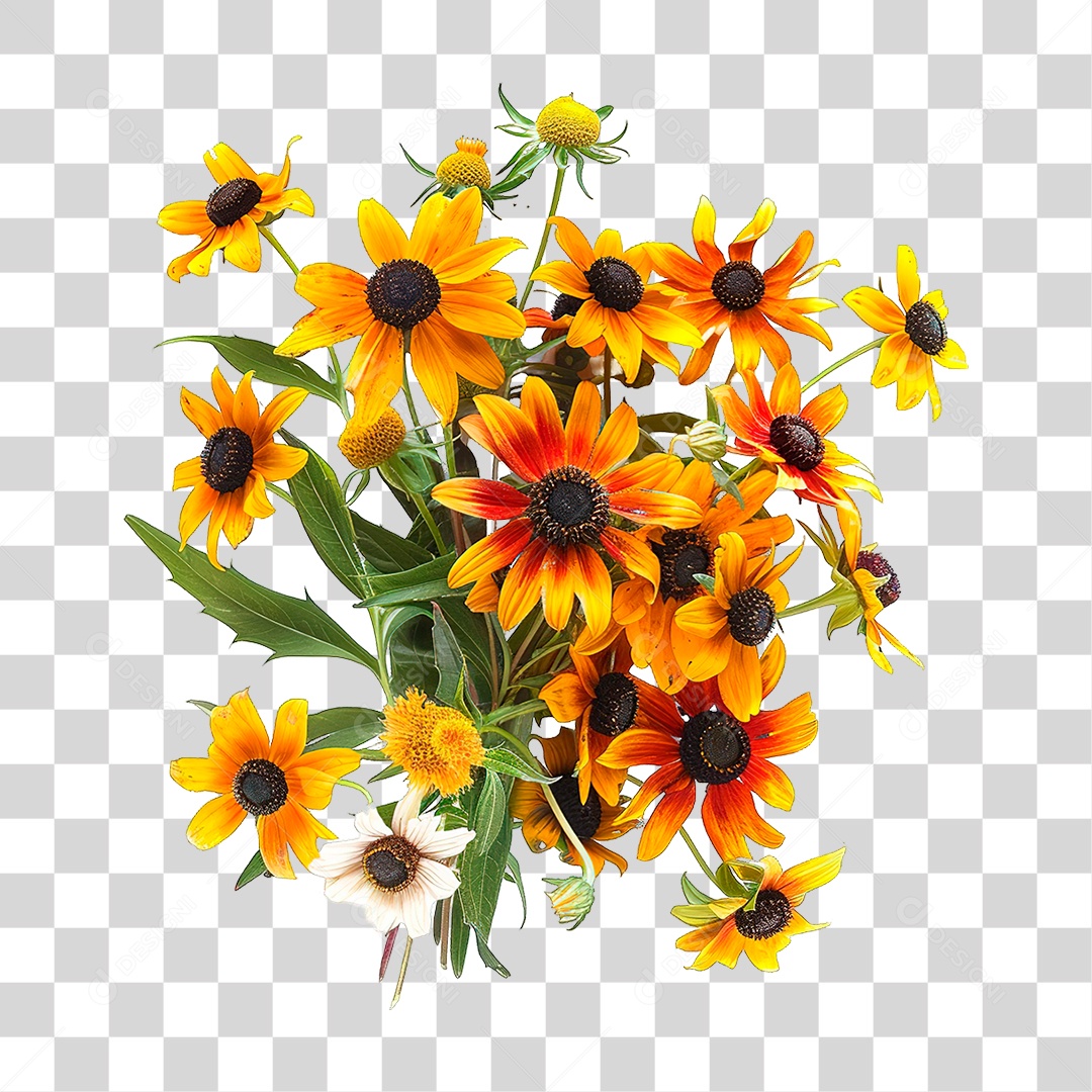 Elemento 3D Flores PNG Transparente