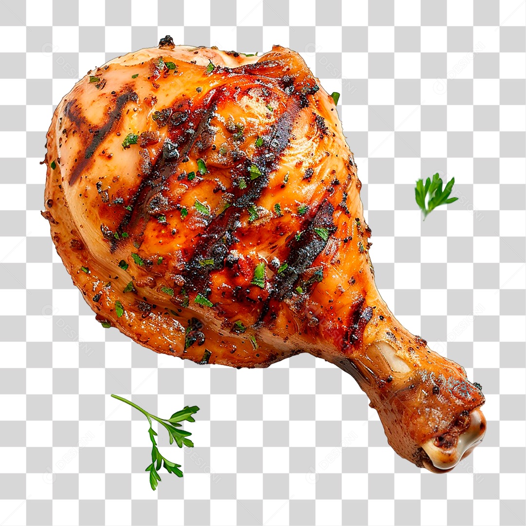 Elemento 3D Coxa de Frango PNG Transparente