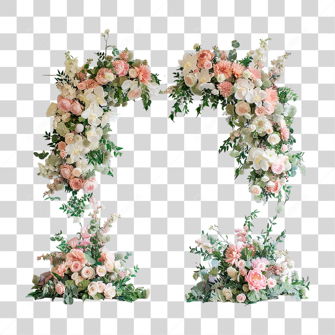 Elemento 3D Flores PNG Transparente