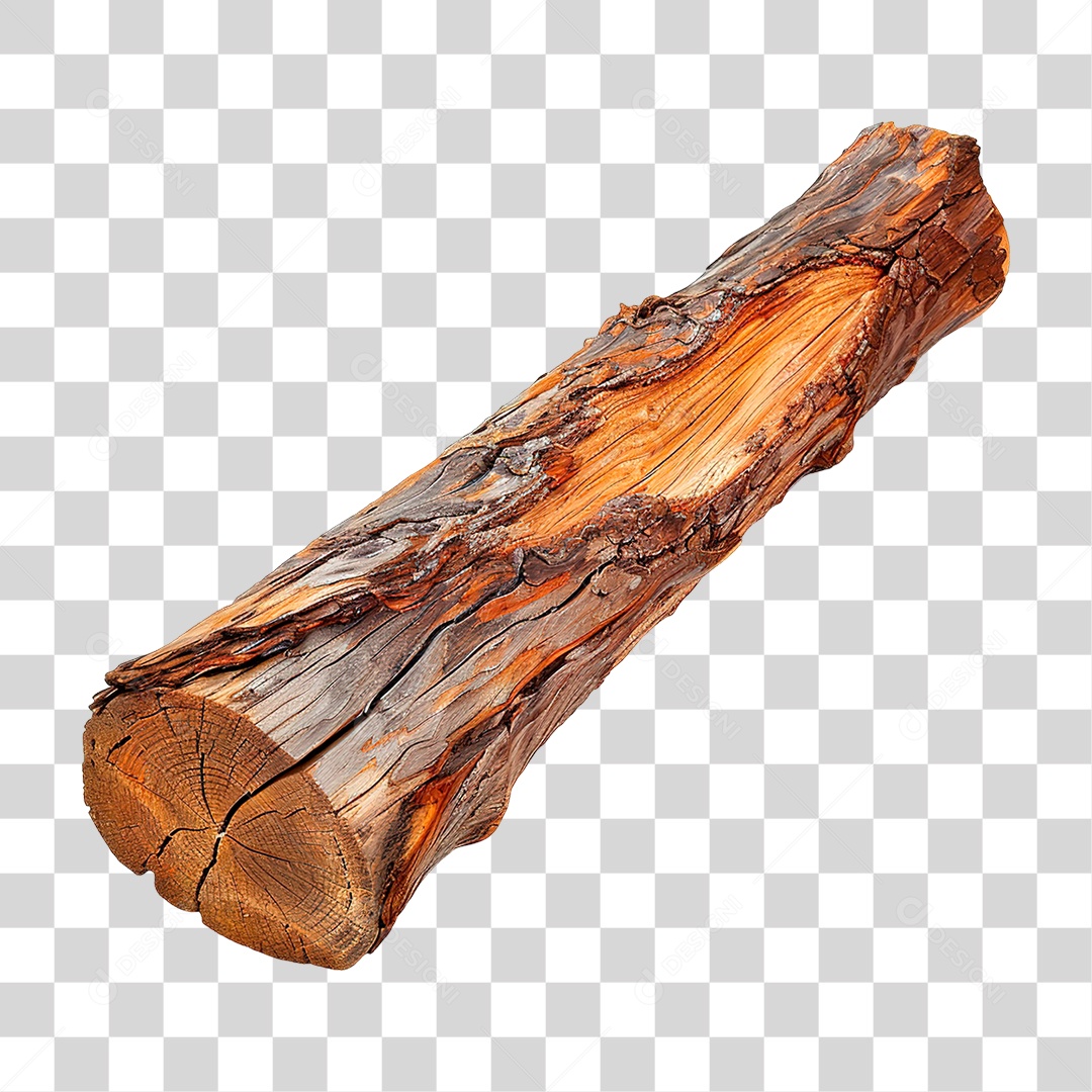 Elemento 3D Tronco de Madeira PNG Transparente
