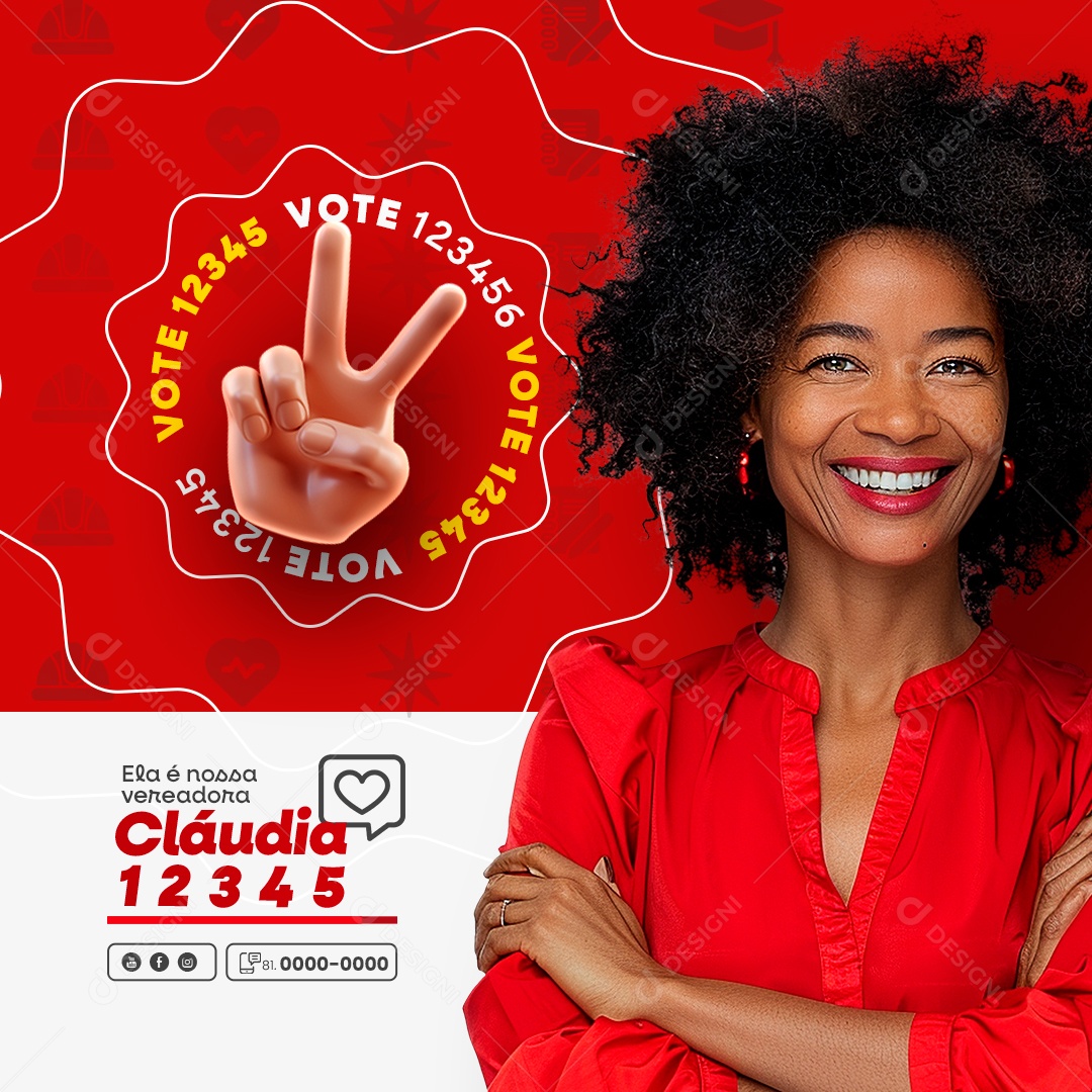 Politica Vote Cláudia Ela é nossa Vereadora Social Media PSD Editável