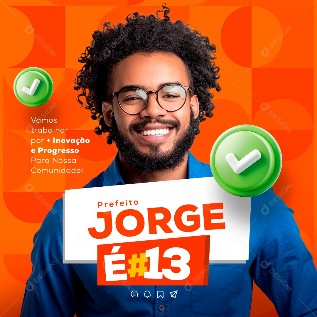 Politica Vamos Trabalhar por mais Inovação e Progresso Social Media PSD Editável