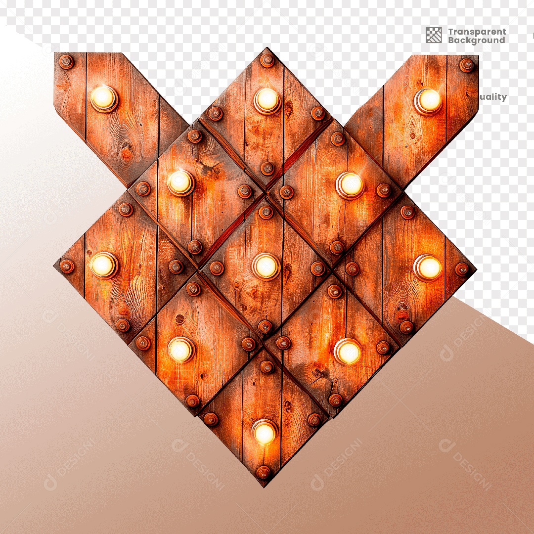 Losango de Madeira com Luz Elemento 3D para Composição PSD