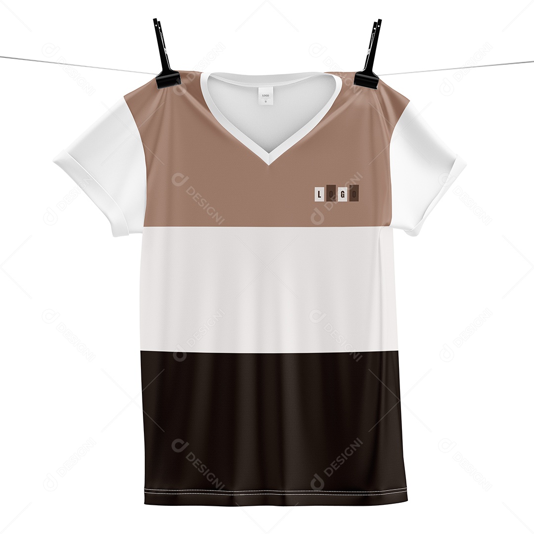 Grampos de Varal Segurando uma Camiseta PSD Editável Mockup