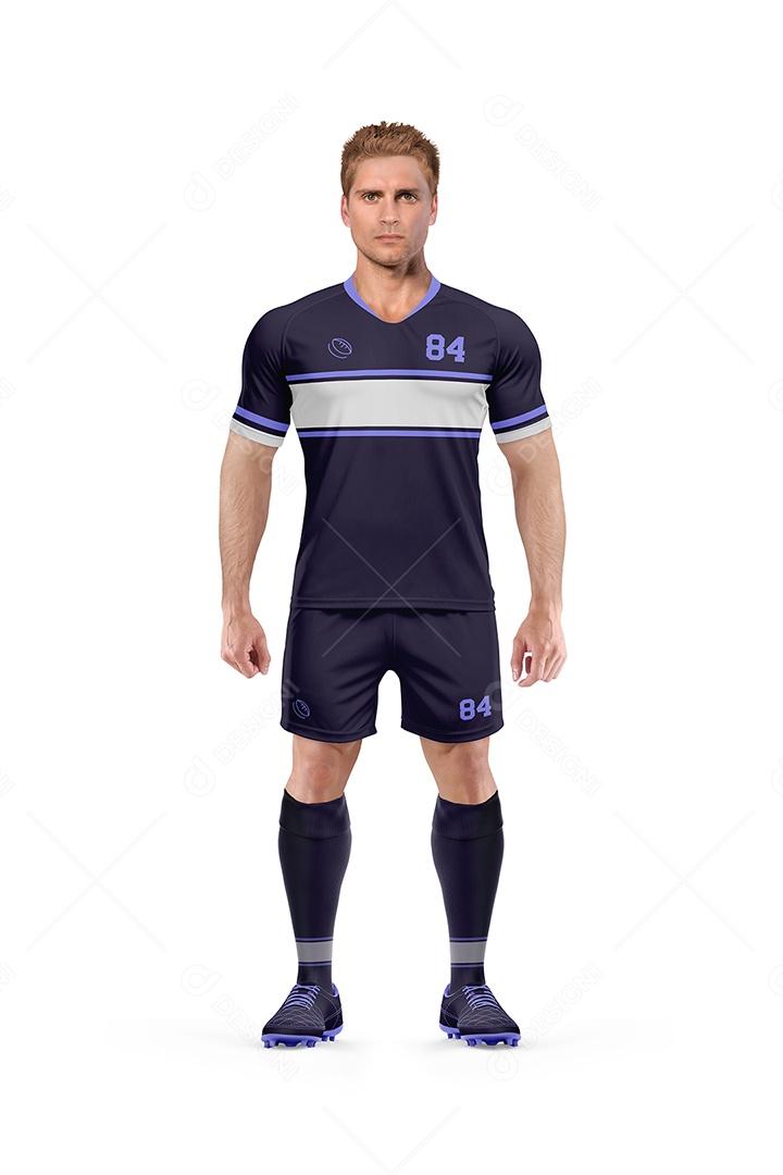 Jogador de Rugby Com Uniforme Tipo Peça de Suporte de Colarinho PSD Editável Mockup