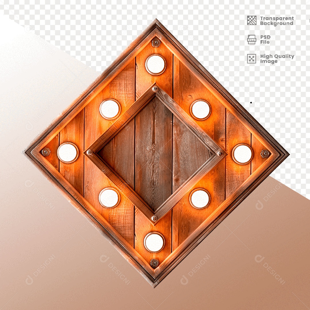 Elemento 3D de Madeira para Composição PSD